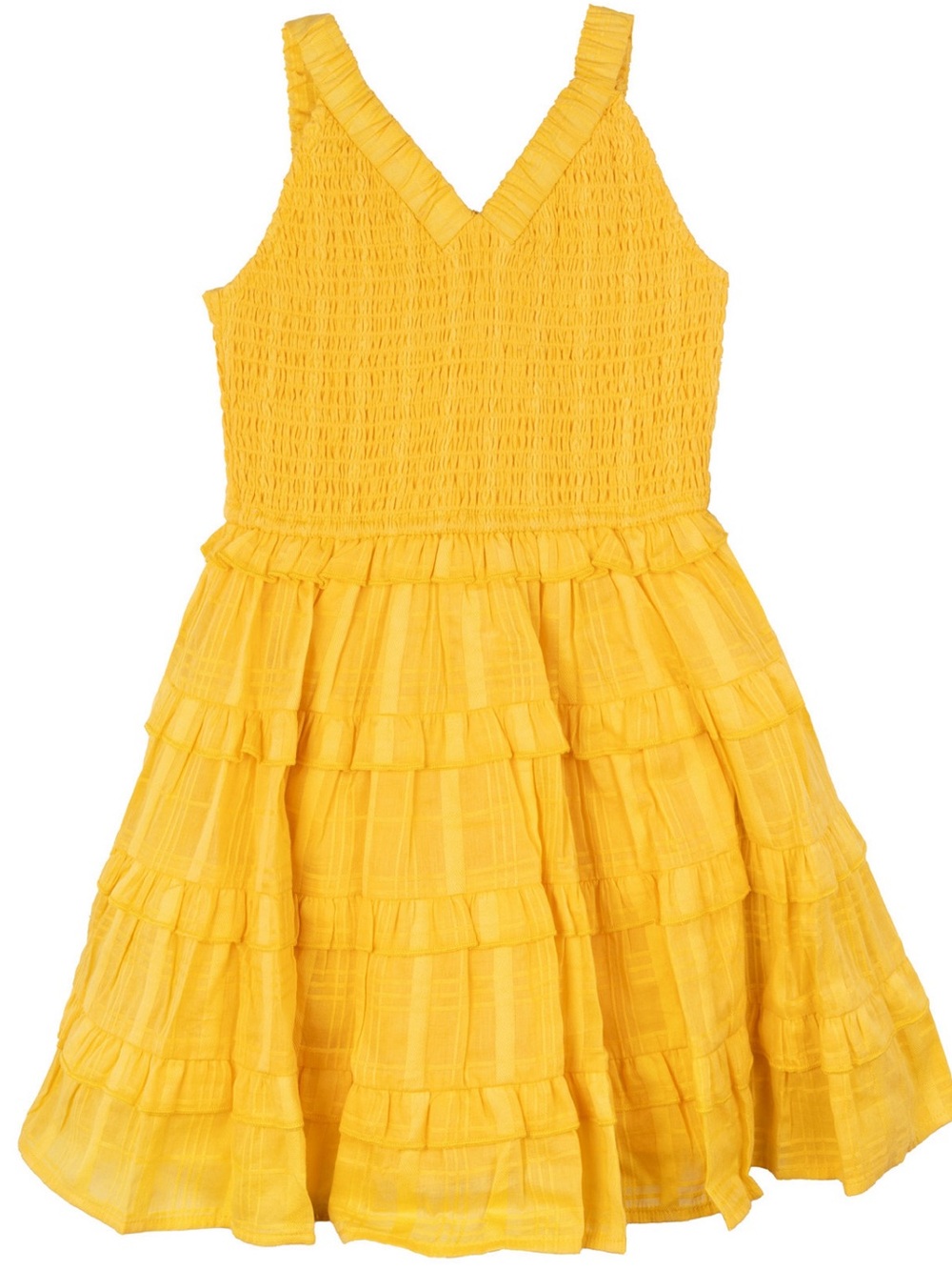 Rare Editions Bright Yellow Smocked Dress with Spaghetti Straps